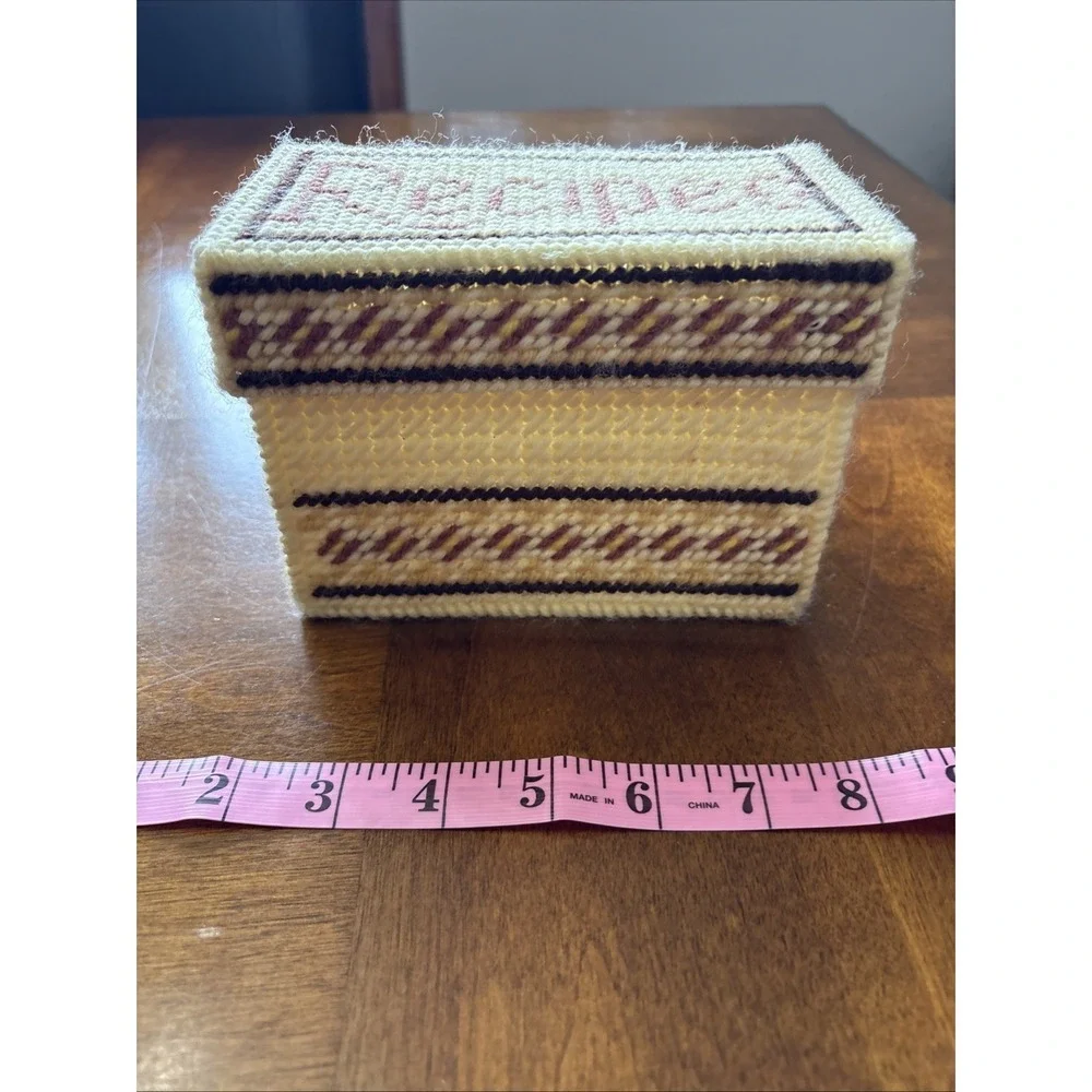 Handmade Needle Point Recipe Box 1980s